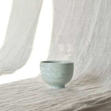 Slip textured Cup 014 "Celadon Blue" - 175ml