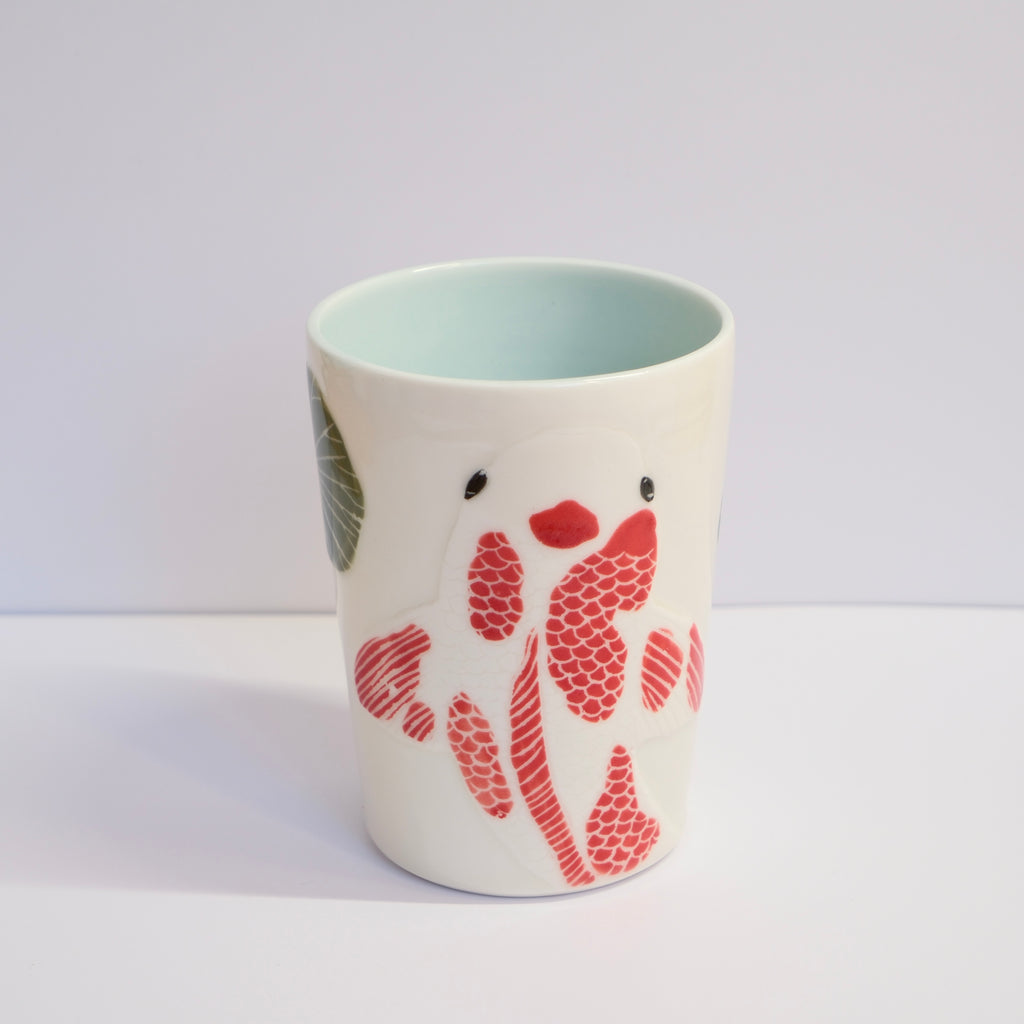 Porcelain Tumbler 014 - Red Koi & Pond Lilies 375ml