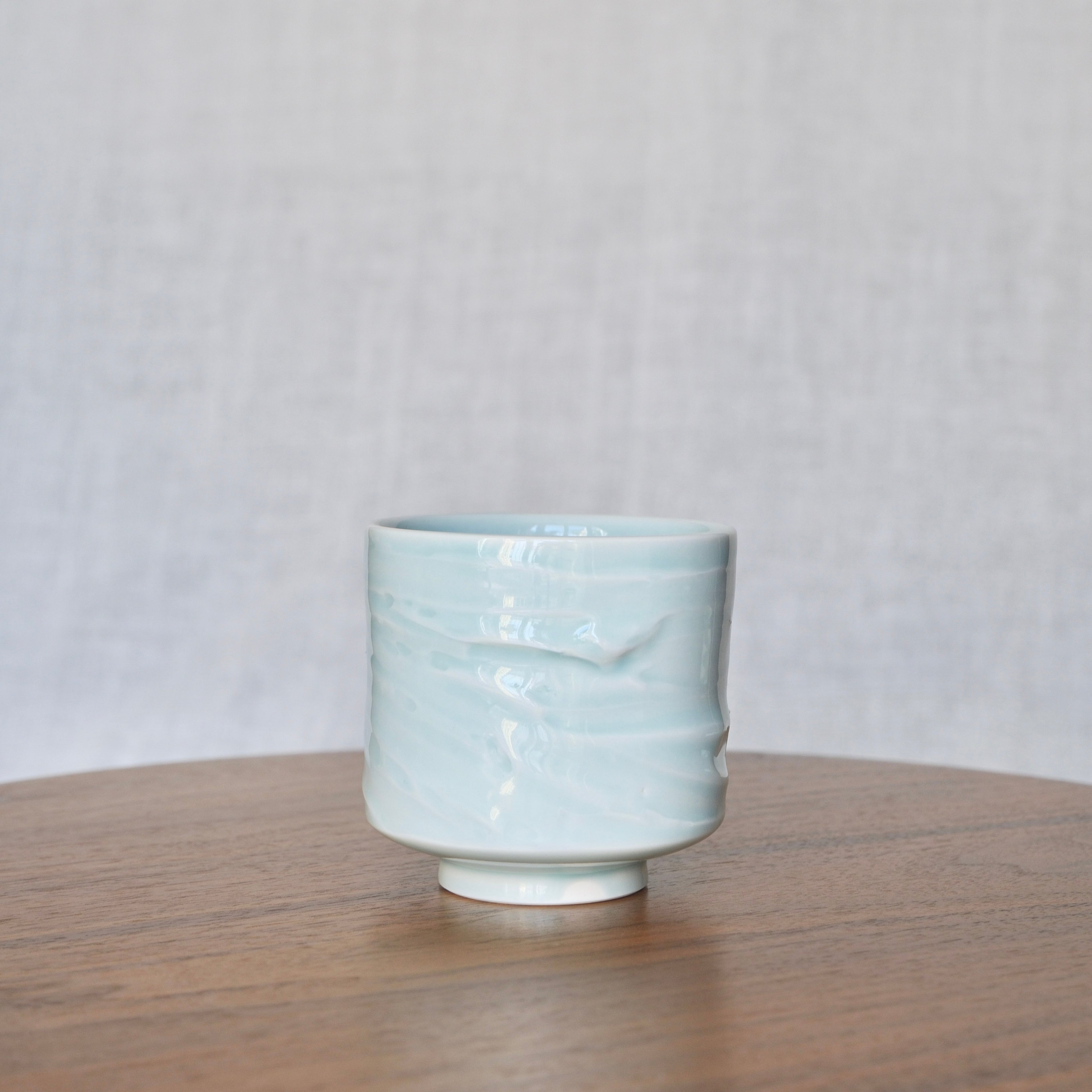 Slip textured Yunomi 003 "Celadon Blue" - 250ml