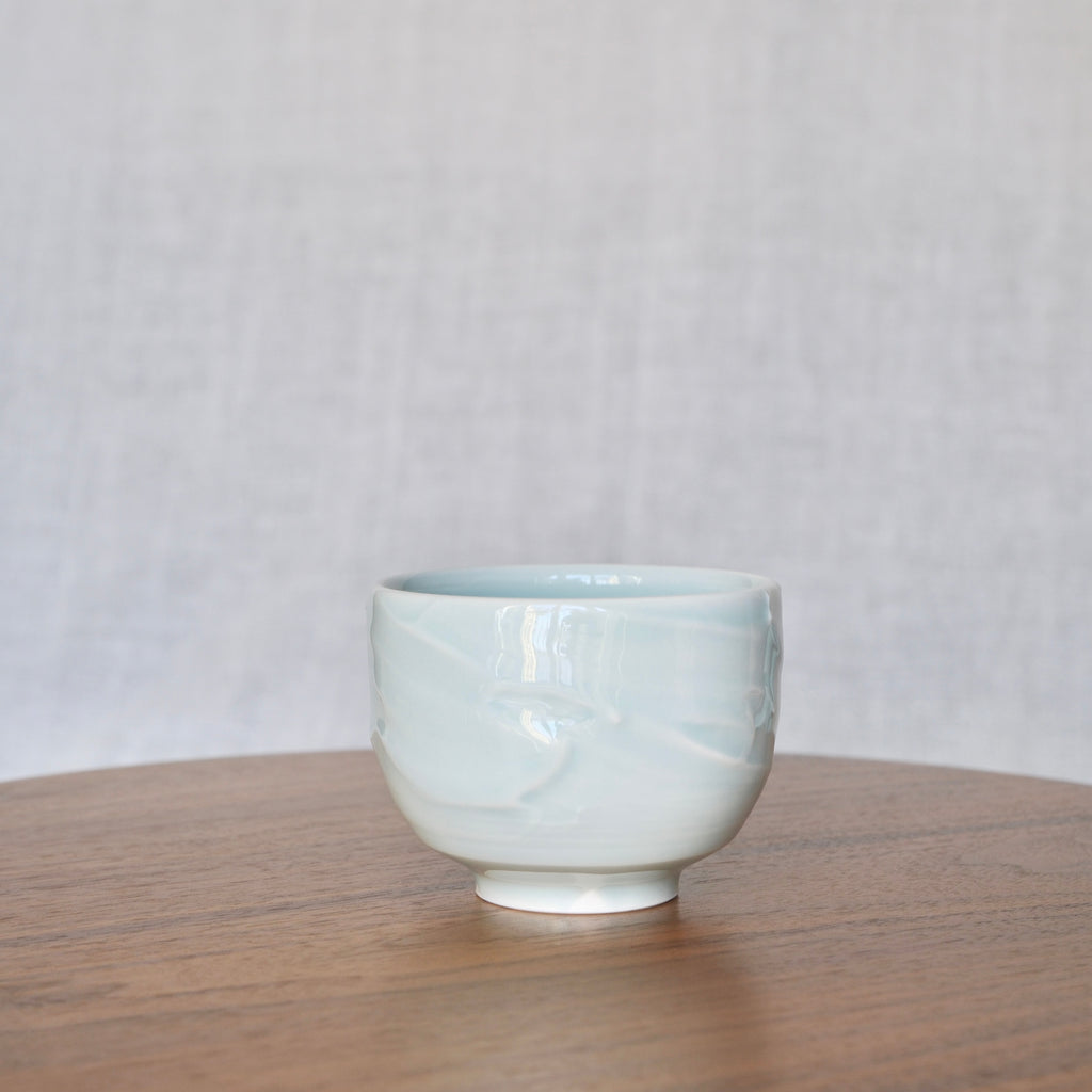 Slip textured Cup 004 "Celadon Blue" - 225ml