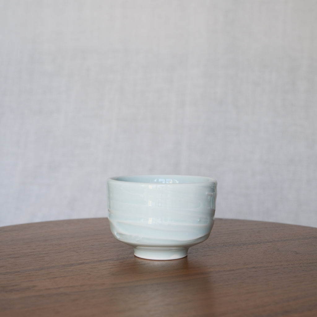 Slip textured Cup 016 "Celadon Blue" - 170ml