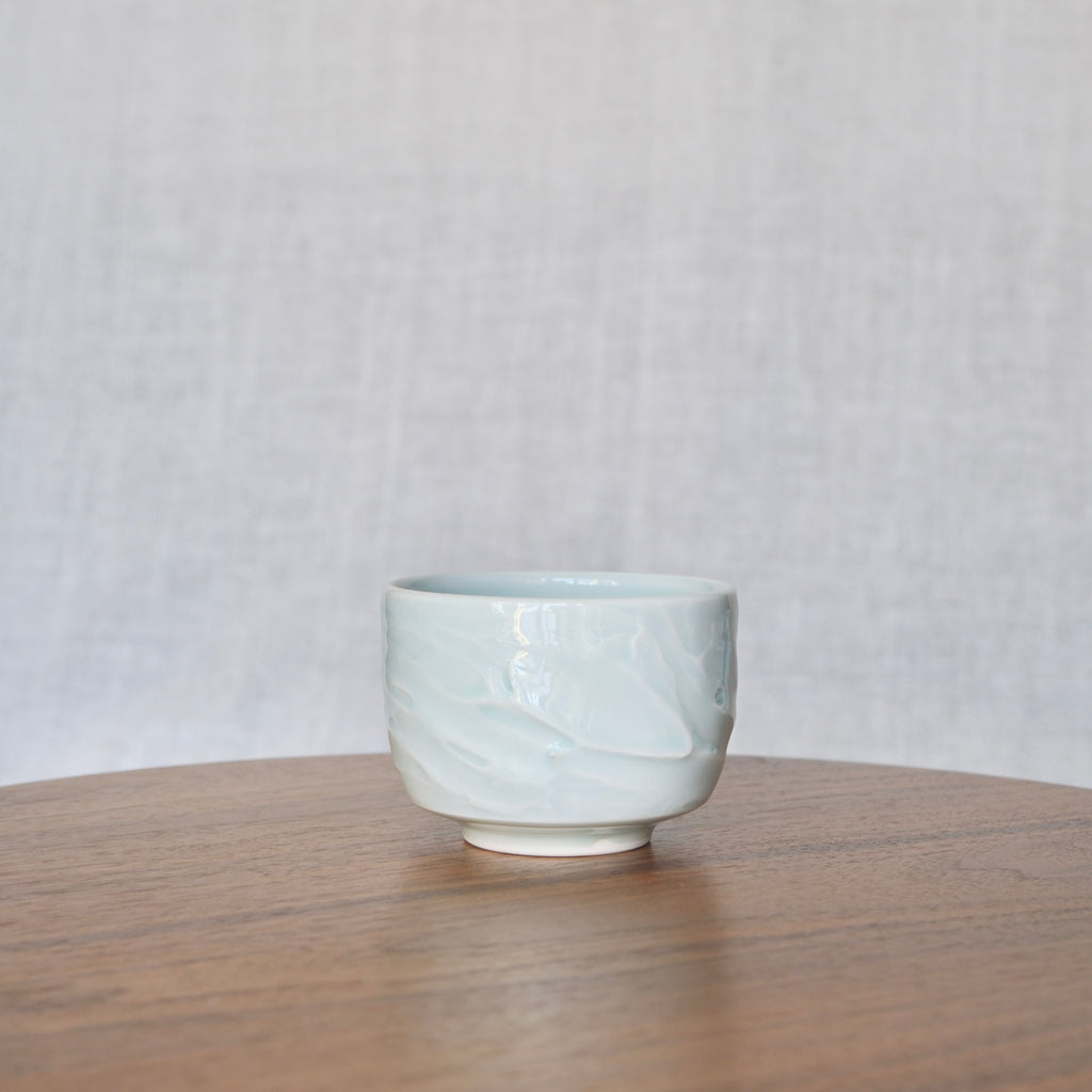 Slip textured Cup 005 "Celadon Blue" - 210ml