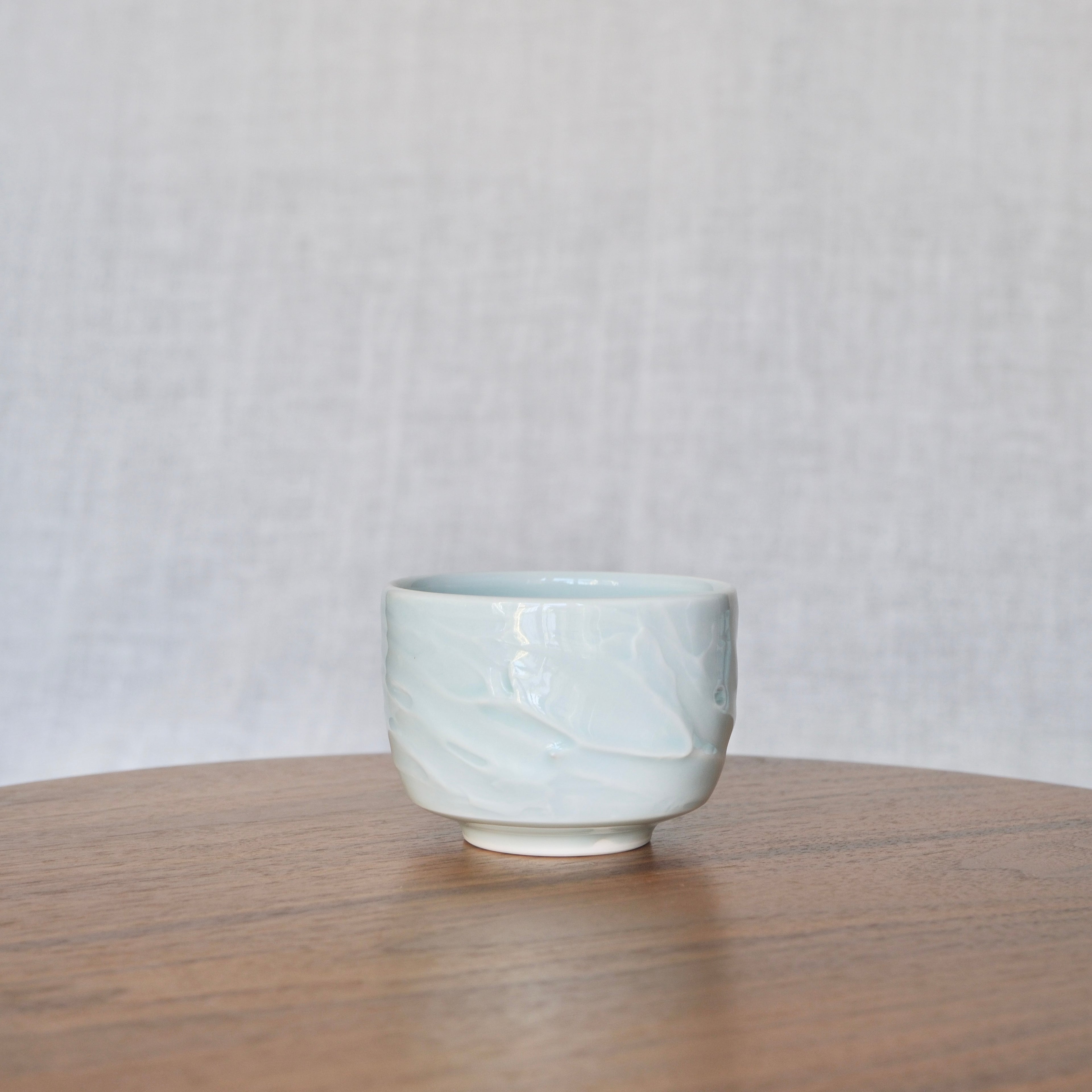 Slip textured Cup 005 "Celadon Blue" - 210ml