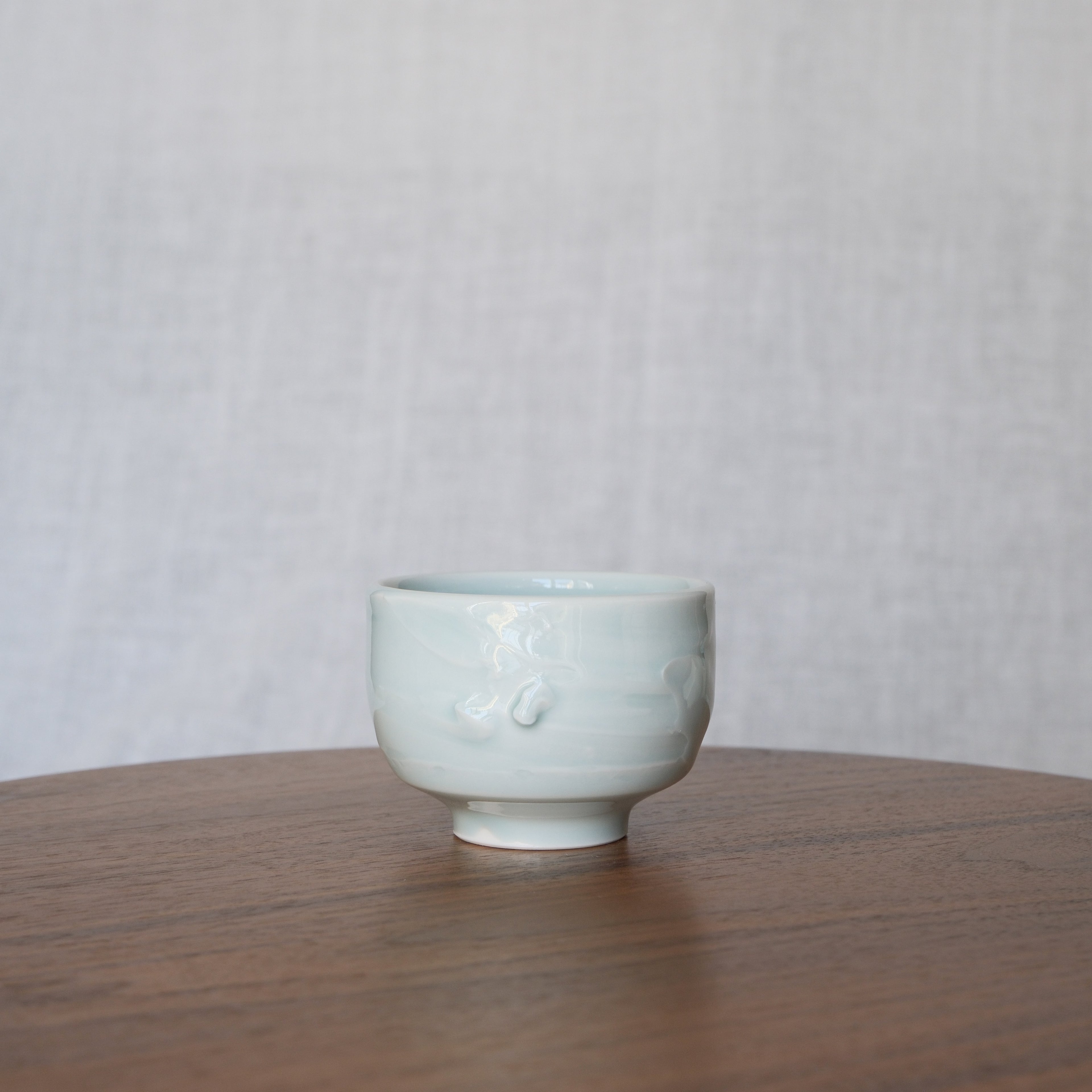 Slip textured Cup 012 "Celadon Blue" - 180ml