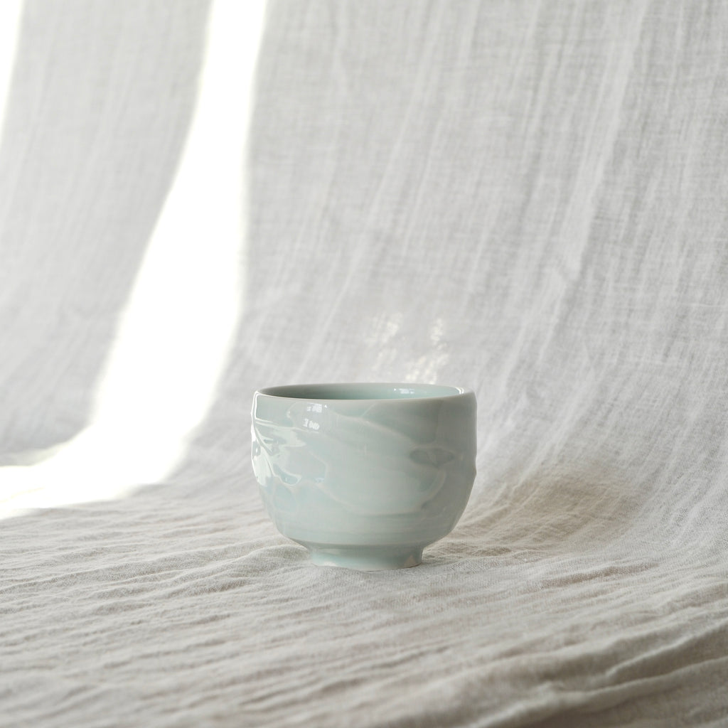 Slip textured Cup 004 "Celadon Blue" - 225ml
