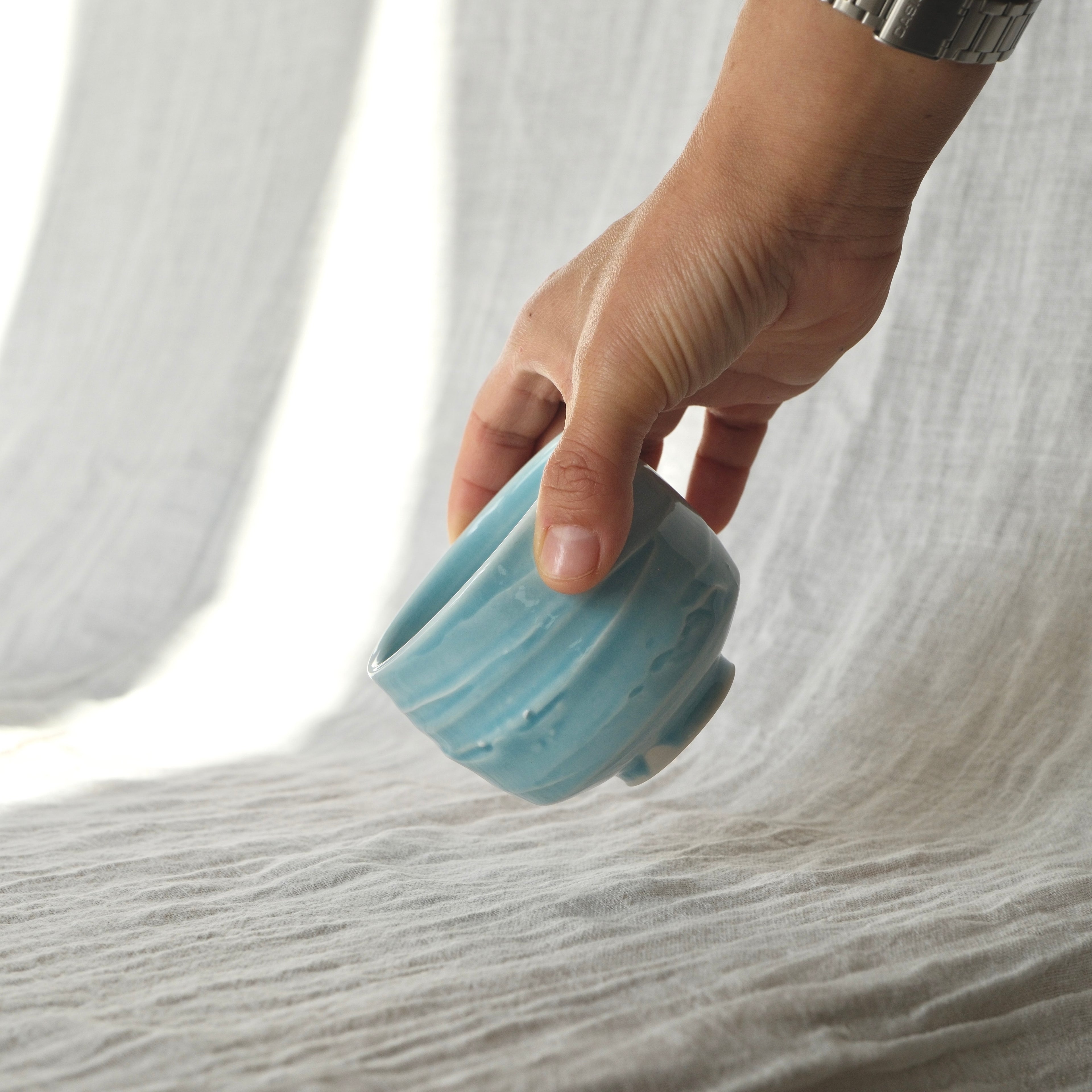 Slip textured Cup 009 "Sky Blue" - 210ml