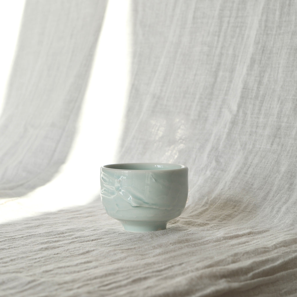 Slip textured Cup 012 "Celadon Blue" - 180ml