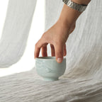 Slip textured Cup 012 "Celadon Blue" - 180ml