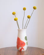 Porcelain Vessel 002 - A Goldfish & Pond Lilies - Tall/Small