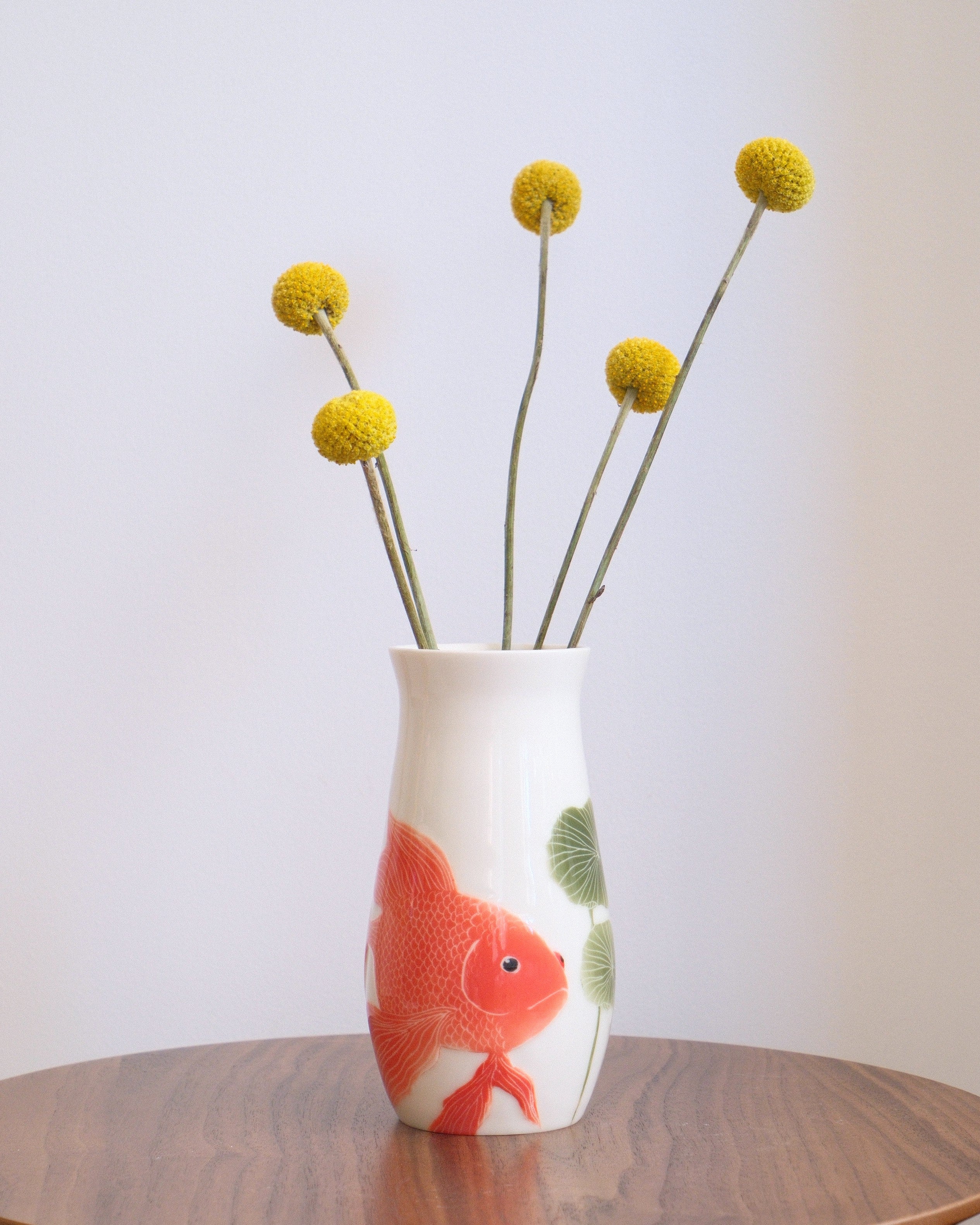 Porcelain Vessel 002 - A Goldfish & Pond Lilies - Tall/Small