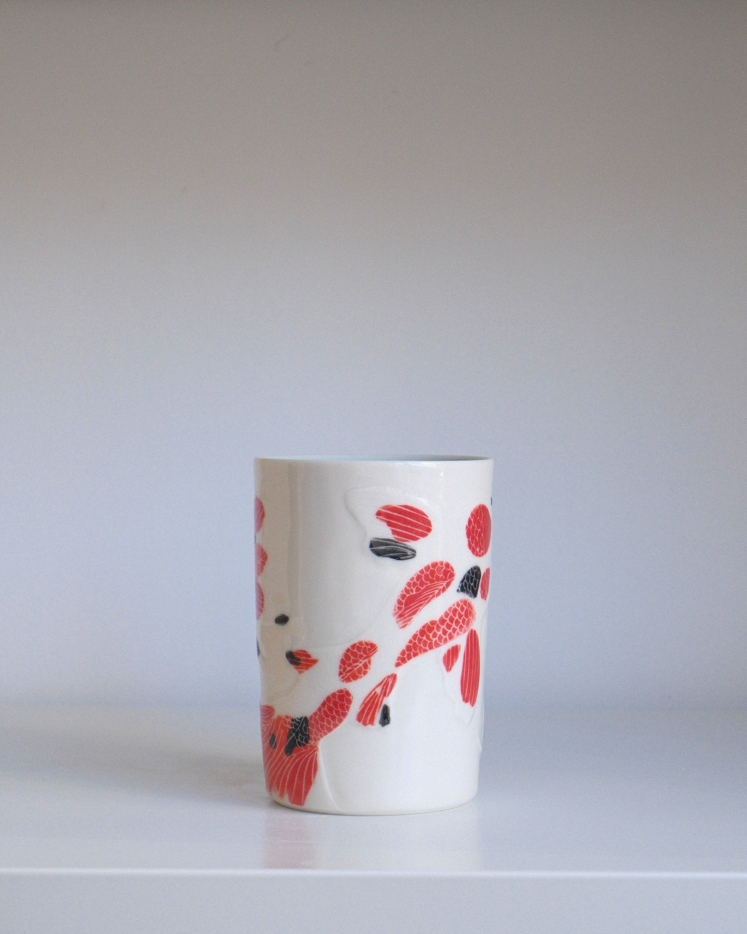 Porcelain Tumbler 002 - Two Koi Adrift - 450ml