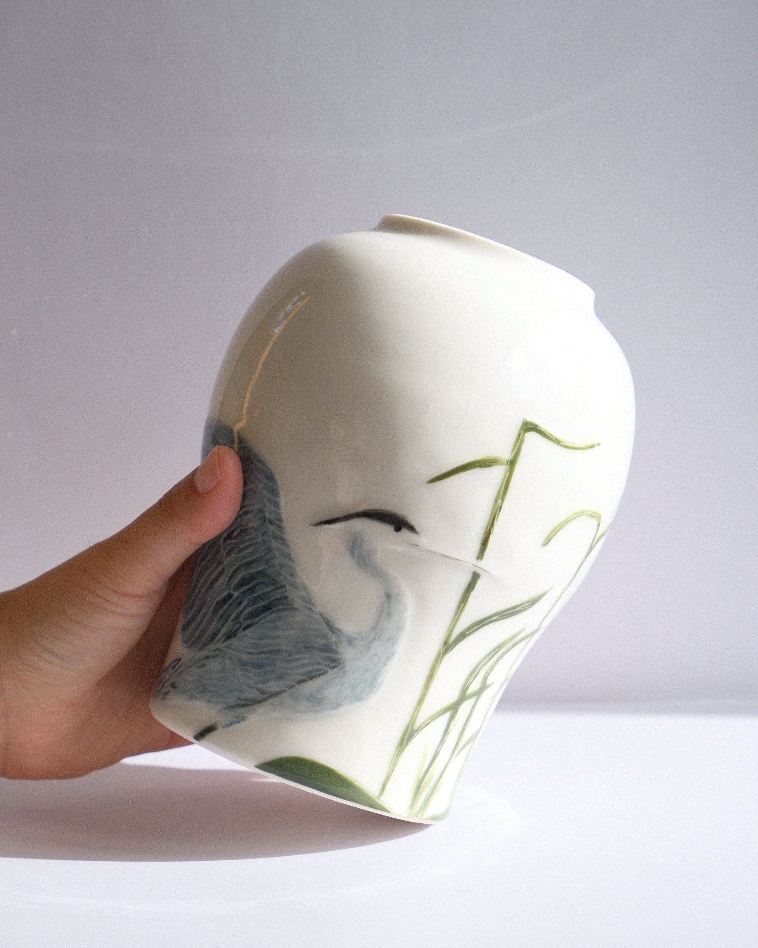 Porcelain Vessel 004 - Herons - Classic/Medium