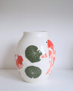 Porcelain Vessel 003 - Drifting Koi - Urn/Medium