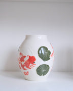 Porcelain Vessel 003 - Drifting Koi - Urn/Medium