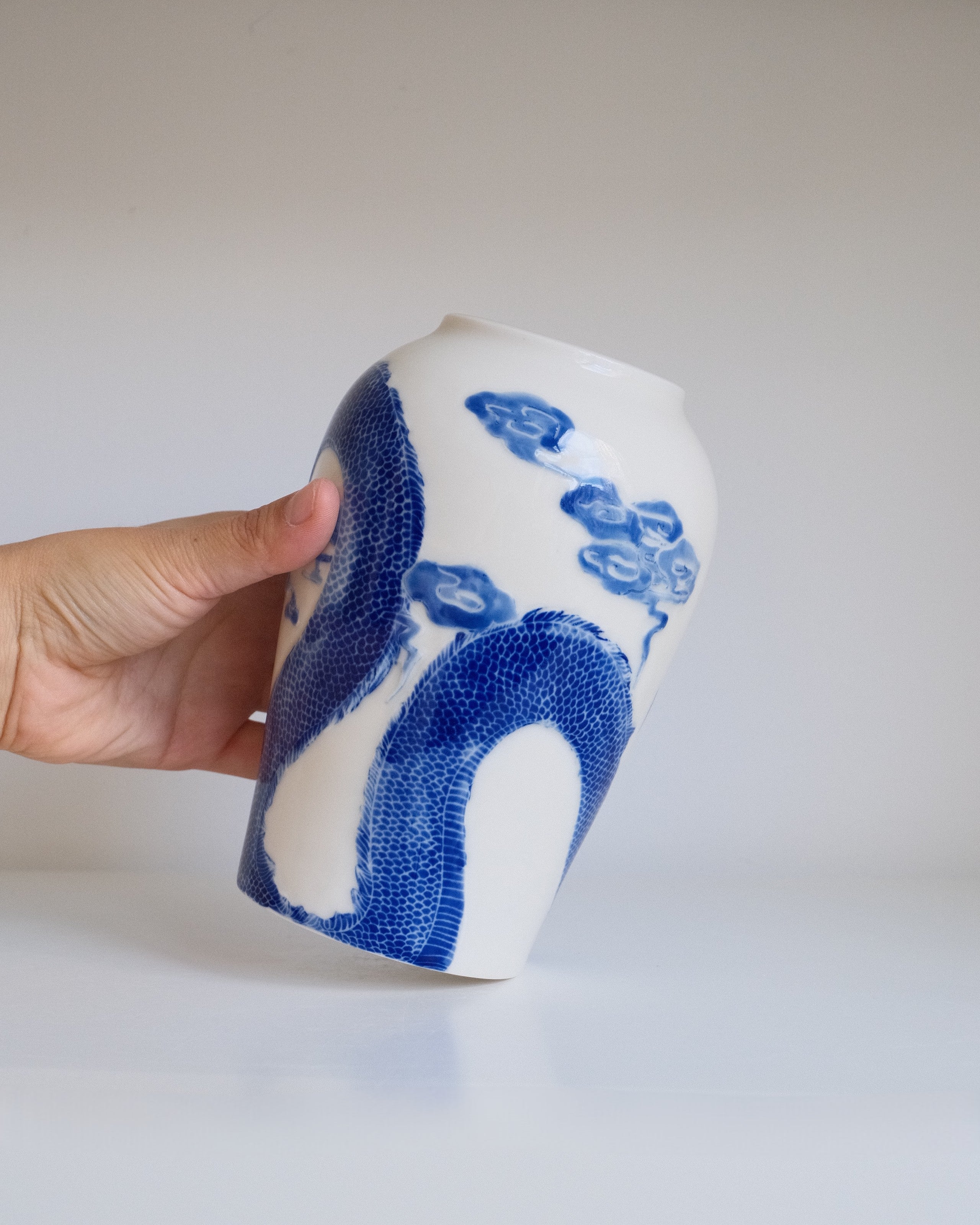 Porcelain Vessel 005 - The Dragon Soars - Urn/Medium