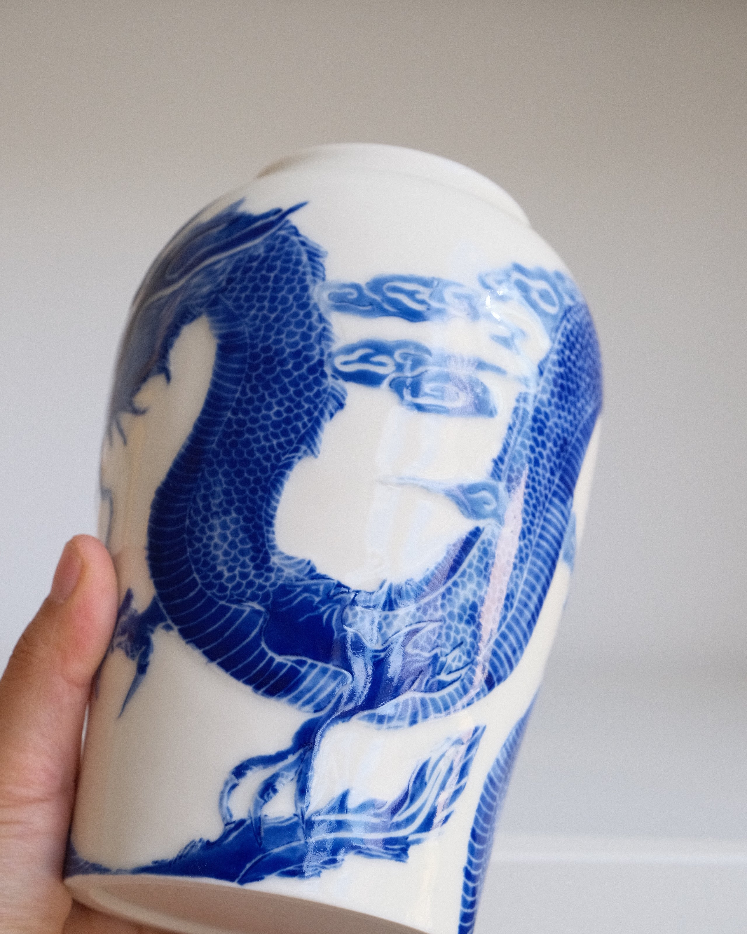Porcelain Vessel 005 - The Dragon Soars - Urn/Medium