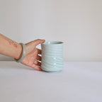 Slip textured Cup 019 "Celadon Blue" - 400ml