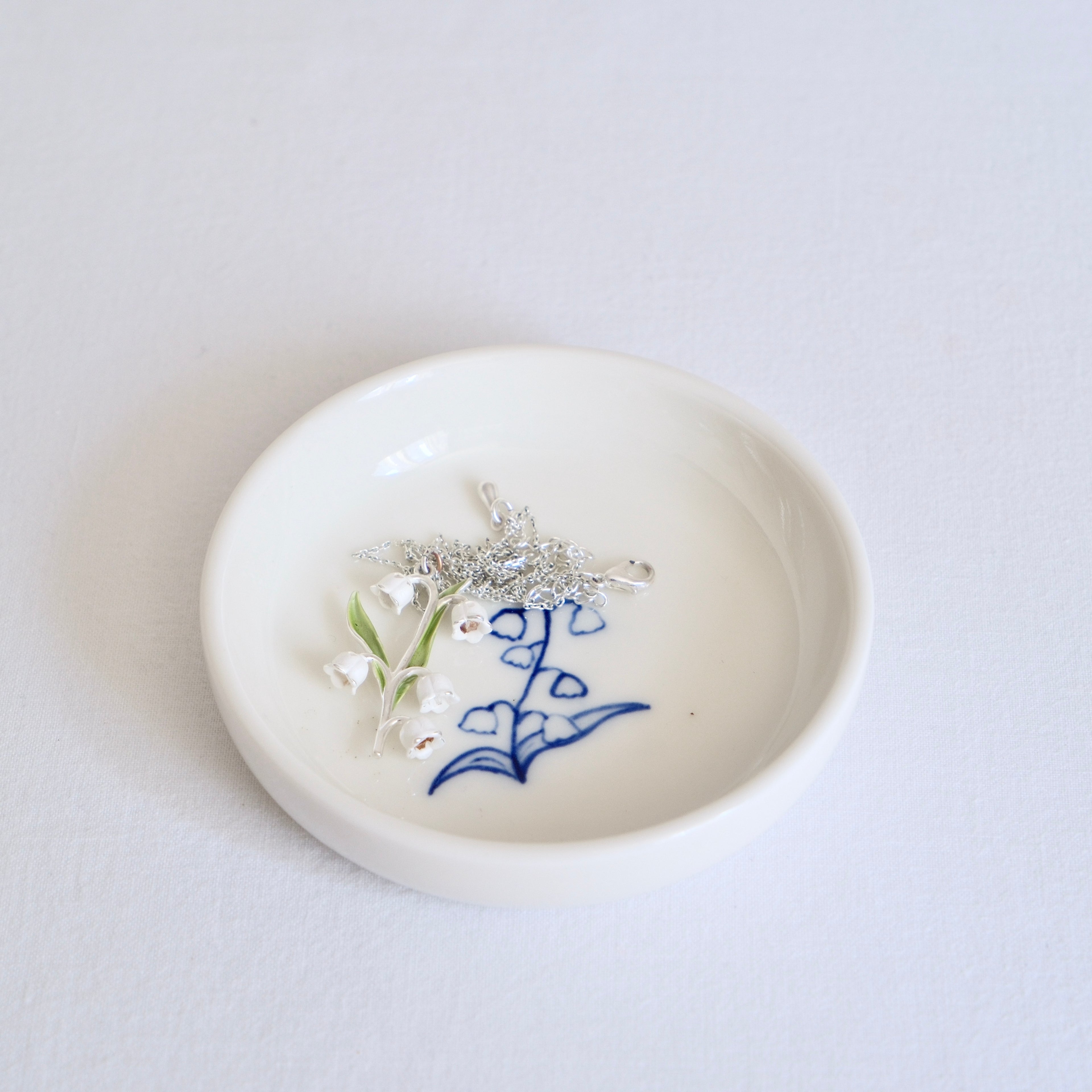 Porcelain Trinket dish - Lily of the valley