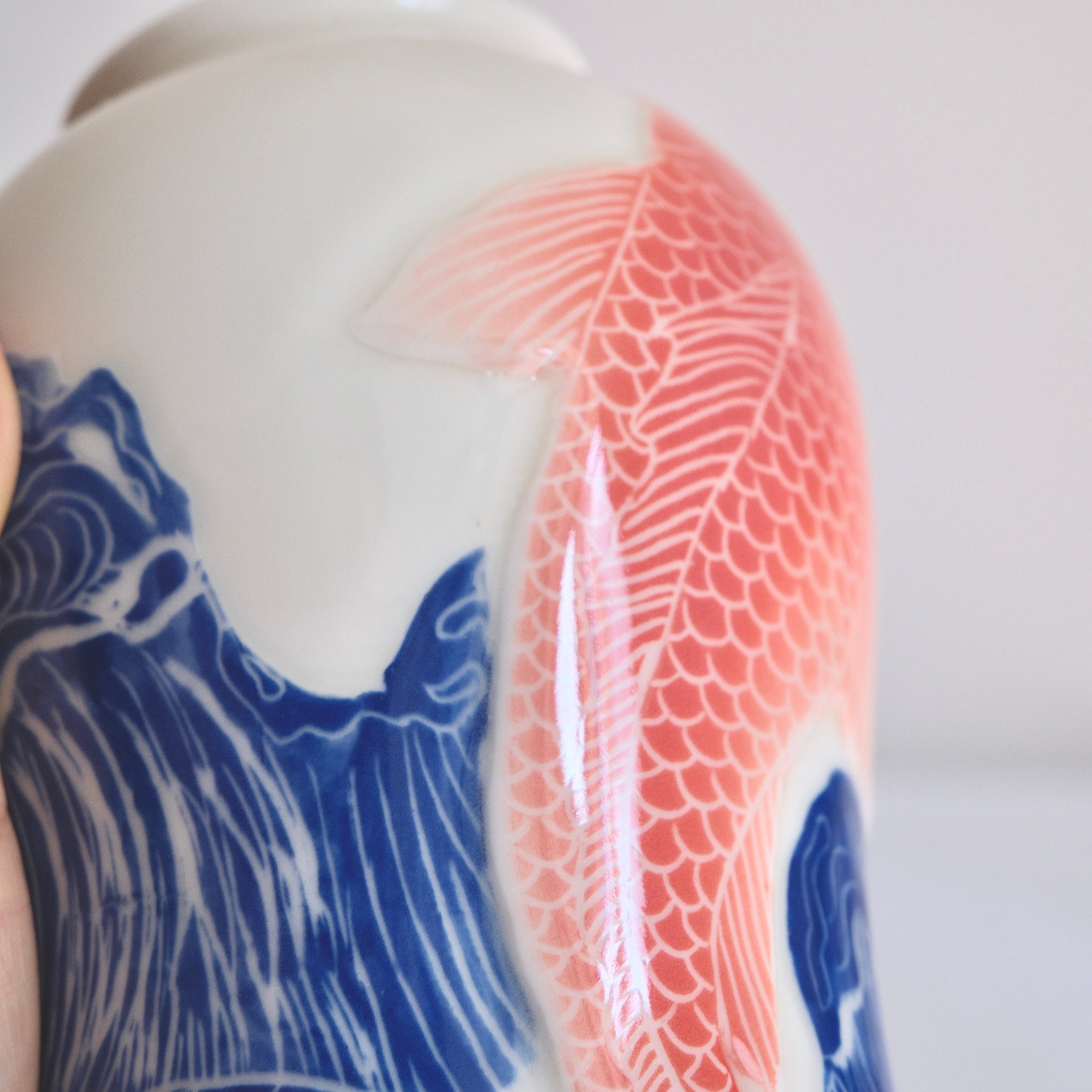 Adrift Porcelain Vessel 008 - Koi & waves