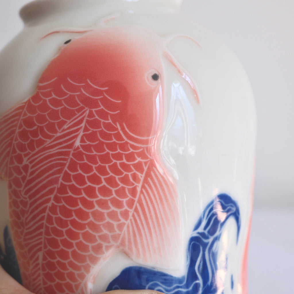 Adrift Porcelain Vessel 008 - Koi & waves