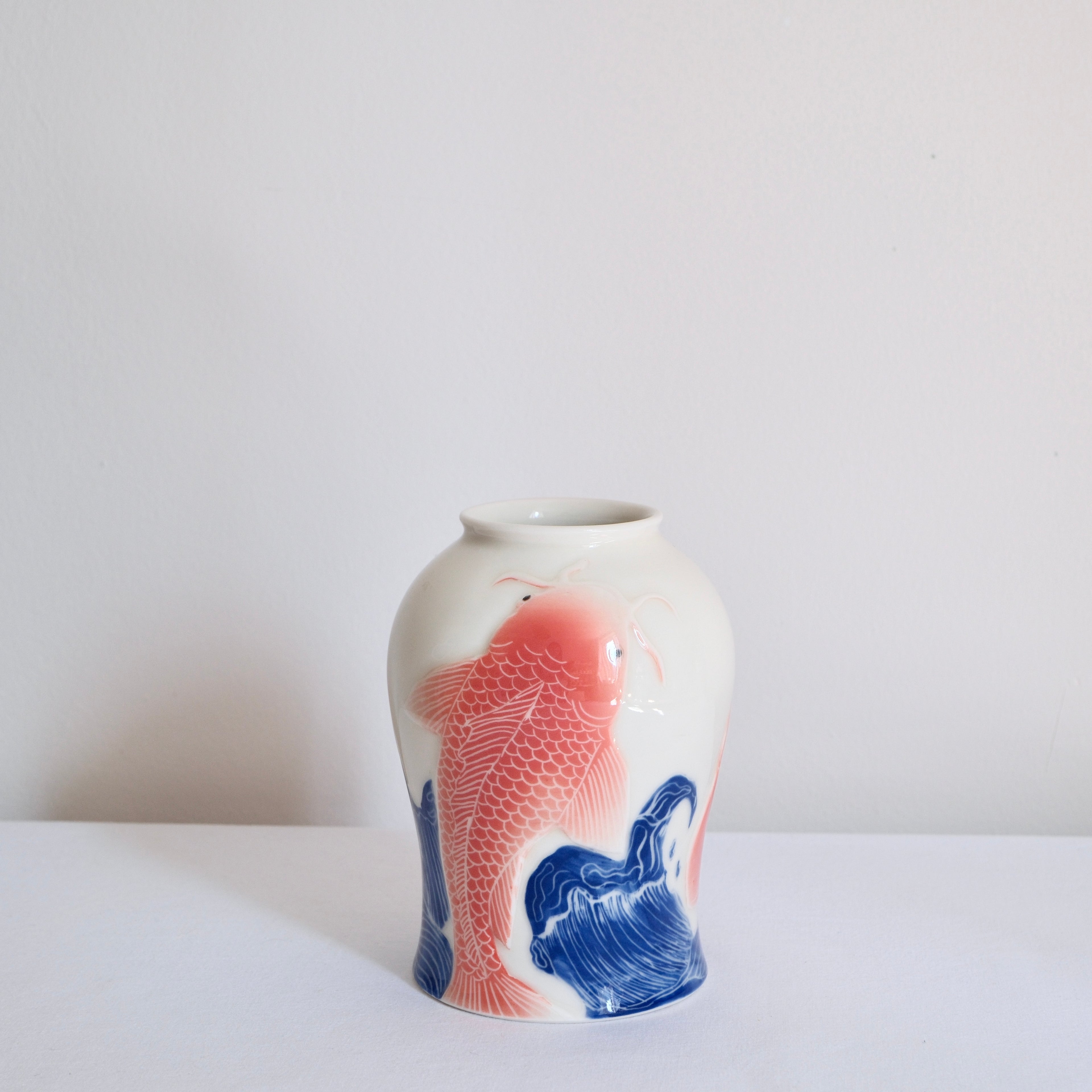 Adrift Porcelain Vessel 008 - Koi & waves