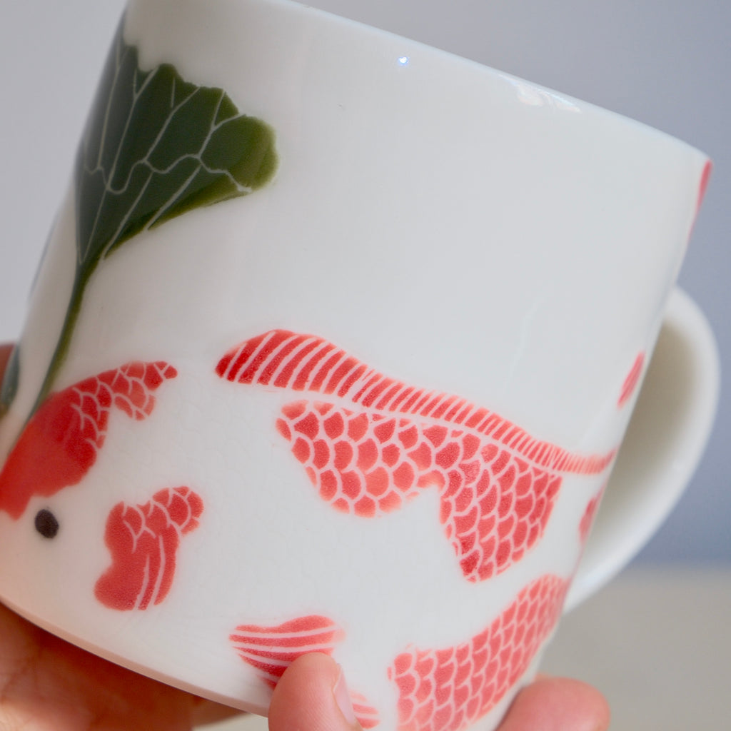 Adrift Porcelain Mug 003 - Koi & Lotus leaves 450ml