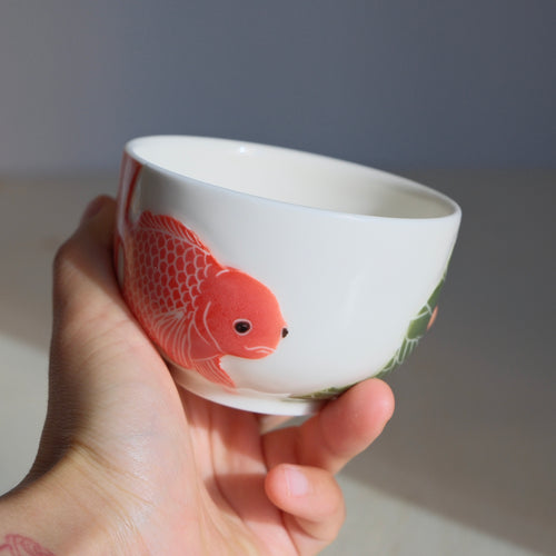 Adrift Porcelain Cup 003 - Goldfish and Lotus Leaves 200ml