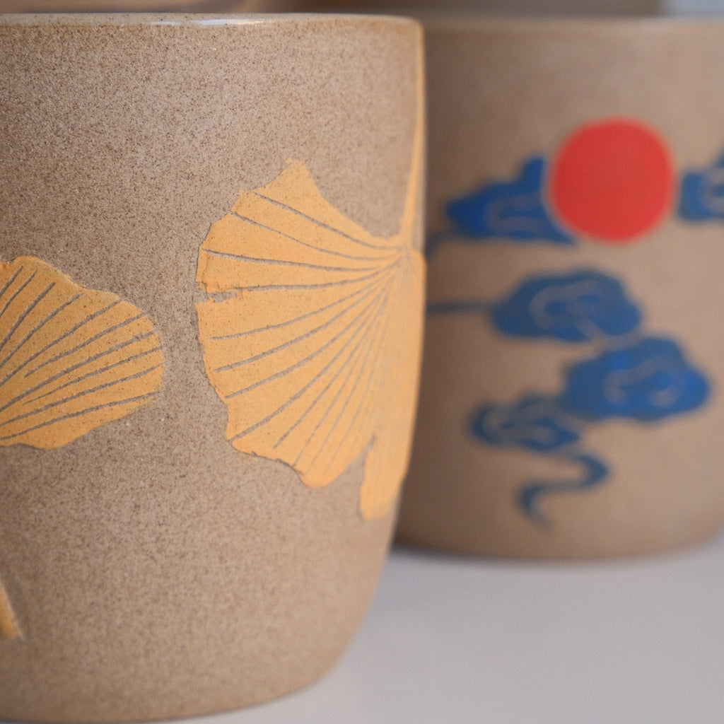 Ginkgo Leaves Buff Stoneware Cup - 300ml