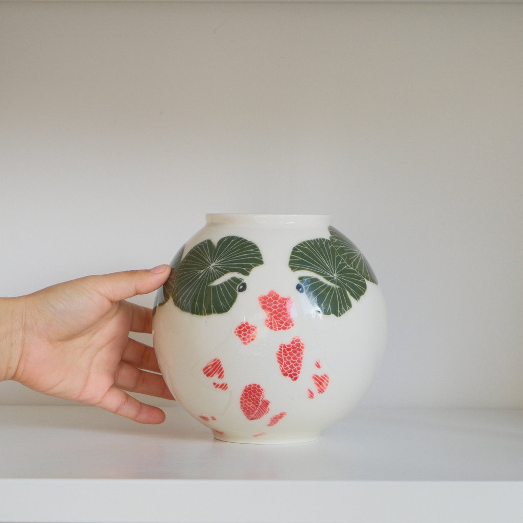 Porcelain Vessel 006 - Koi pond - Moon Jar/Small