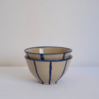 Blue stripes stoneware bowl