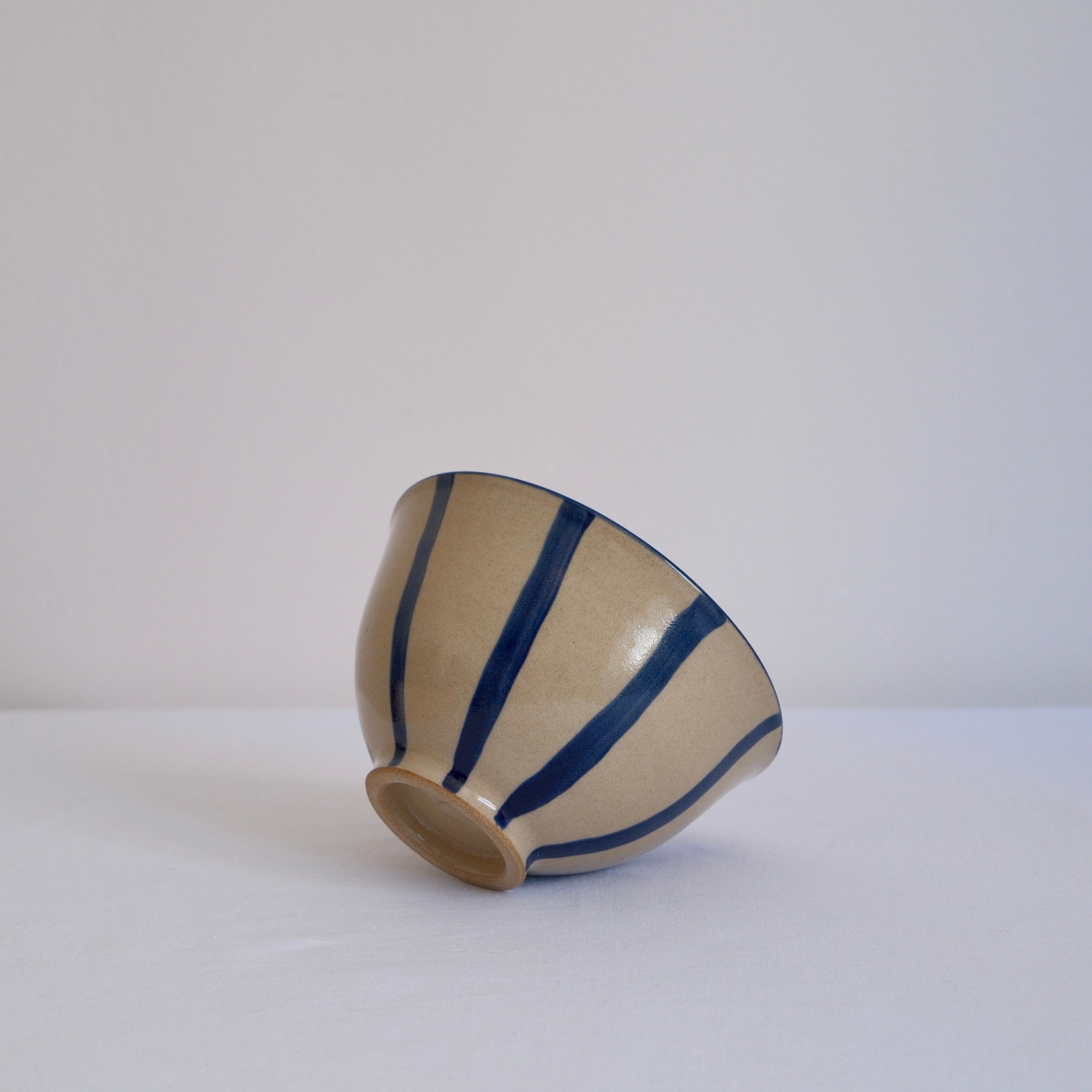 Blue stripes stoneware bowl
