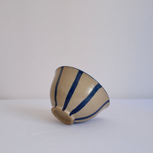 Blue stripes stoneware bowl