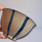 Blue stripes stoneware bowl