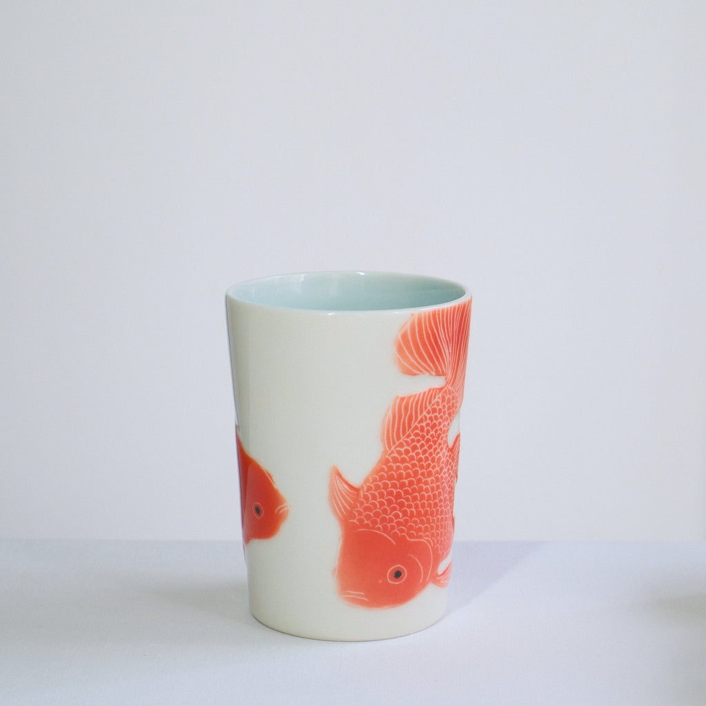 Porcelain Tumbler 011 - Two Goldfish Adrift 360ml