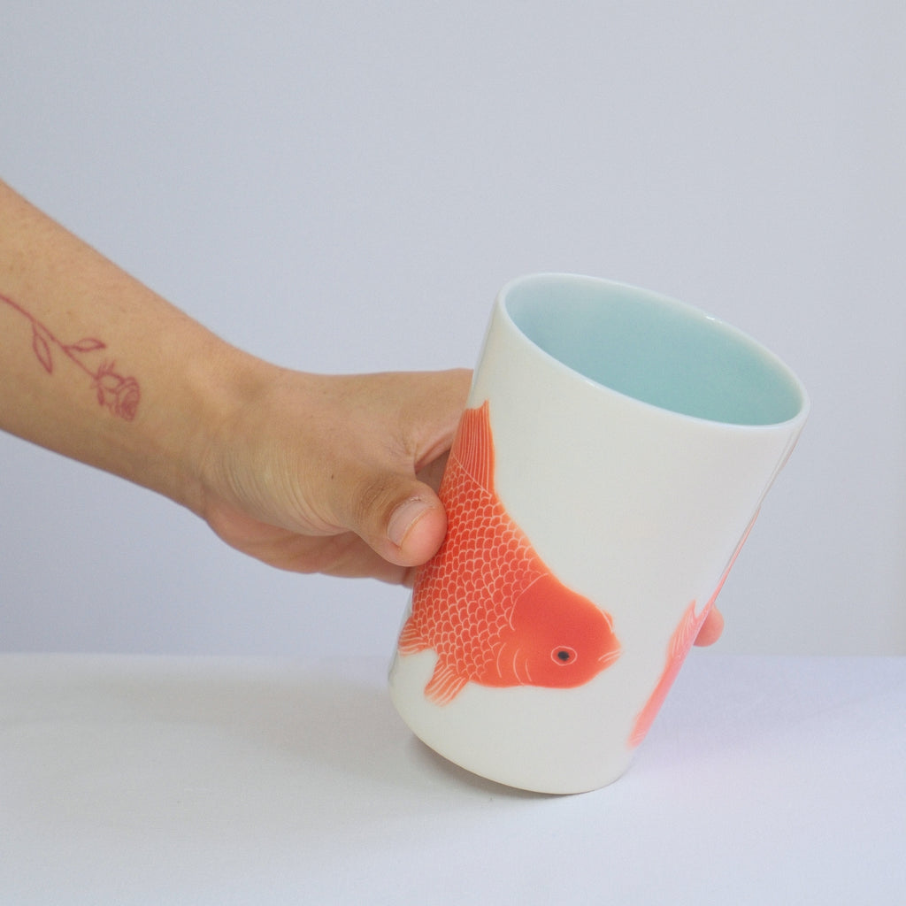 Porcelain Tumbler 011 - Two Goldfish Adrift 360ml