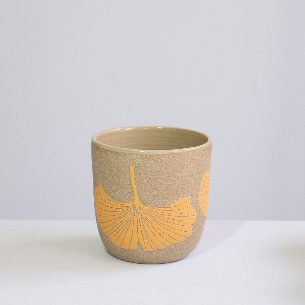 Ginkgo Leaves Buff Stoneware Cup - 300ml